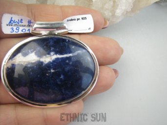 bwe3901 Niezwykły OKAZ Duży 25g ! Wisior Zawieszka Granatowy SODALIT - DOBRA PRZEMIANA MATERII Srebro 925 #