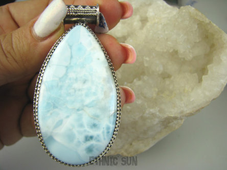 bwe3327 CUDOWNA Kropla z Nieba KOLEKCJONERSKI OKAZ 6,3 cm 32 gramy !! Piękny Wisior naturalny rzadki LARIMAR kamień ANIELSKI czakra gardła SREBRO 925 #