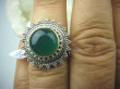 bpe6511 Koronkowy Śliczny Pierścień Zielony ONYKS regeneruje SERCE, EGZEMY, PAMIĘĆ r.15 pięknie zdobione Srebro 925 # - 5