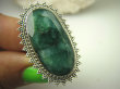 bpee3816 Kunsztowny DUŻY 3.6 cm Pierścień zielony Szmaragd Indyjski - kamień Miłości Szmaragdy r.17/ r.18 Srebro 925 # - 9