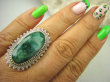 bpee3816 Kunsztowny DUŻY 3.6 cm Pierścień zielony Szmaragd Indyjski - kamień Miłości Szmaragdy r.17/ r.18 Srebro 925 # - 3