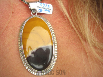 bwe3263 BAŚNIOWY Olbrzym 27 gramow ! Długi 7 cm/ 3,5 ! Wisior KOJĄCY JASPIS MOKAIT - kamień antystresowy Srebro 925 #