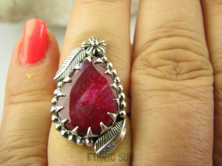 bpee4214 Czarodziejsko Piękny CUDOWNY Pierścień Pierścionek Rubin Indyjski w orientalnej oprawie Rubiny r.15 Srebro 925 #