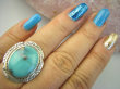 bpe8475 Niezwykły OKAZ Pierścień naturalny TURKUS ARIZONA Turkusy r.17 egzotyczne Srebro 925 # - 2