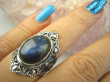 bpe8450 Egzotyczny Czarodziej Pierścień Pierścionek Labradoryt Spektrolit - kamień Zorzy Polarnej r.16 Srebro 925 # - 3