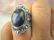 bpe8450 Egzotyczny Czarodziej Pierścień Pierścionek Labradoryt Spektrolit - kamień Zorzy Polarnej r.16 Srebro 925 # - 5