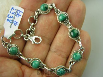 bb2938 Delikatna Ślicznotka ORIENTALNA Bransoleta zielony MALACHIT - pobudza kreatywność Srebro 925 #