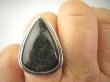 bpe8987 Cudowny Pierścionek Pierścień OBSYDIAN CZARNY mieniący się na srebrny - chroni przed zawiścią, „złym spojrzeniem” i przed pechem r.17 Srebro 925 # - 4