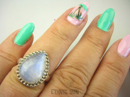 bpe8917 błękitne cacko Delikatny Regulowany Pierścień Pierścionek Wielobarwny KAMIEŃ KSIĘŻYCOWY r.14, r.15, r.16, r.17 Srebro 925 #