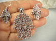 bke200 Mocny AMULET  Hamsa   DŁOŃ  FATIMY - LEKKIE , EGZOTYCZNE Ażurowe Kolczyki Całe ze Srebra SREBRO 925 - 11