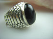 bpe5035 BAŚNIOWY KLEJNOT - Piękny Pierścień Onyks -  regeneruje SERCE, EGZEMY, PAMIĘĆ zdobiona obrączka r.21/ r.22 Srebro 925 # - 5