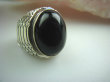 bpe5035 BAŚNIOWY KLEJNOT - Piękny Pierścień Onyks -  regeneruje SERCE, EGZEMY, PAMIĘĆ zdobiona obrączka r.21/ r.22 Srebro 925 # - 6