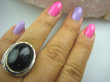 bpe5035 BAŚNIOWY KLEJNOT - Piękny Pierścień Onyks -  regeneruje SERCE, EGZEMY, PAMIĘĆ zdobiona obrączka r.21/ r.22 Srebro 925 # - 7