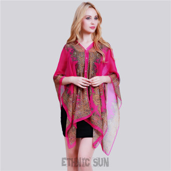 P17 Perełkowa ORIENTALNA PIĘKNOŚĆ 5 W 1 !!!! Pareo, Bluzka, Sukienka, Chusta, Szal - w INTENSYWNYM RÓŻOWYM kolorze RÓŻ (fuksja) PERŁY rozmiar uniwersalny