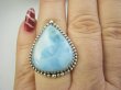 bpe9529 Anielski Pierścień Pierścionek Rzadki Niebieski Larimar (kamień Anielski ) - stawy, serce lęki, otwiera czakrę gardła r.15 Srebro 925 # - 6