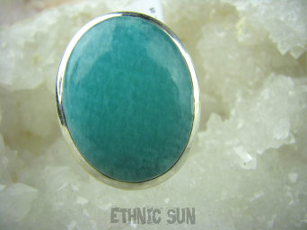 bpe5435 LAZUROWA AMAZONKA !!! CUDOWNY Klasyczny Pierścień Amazonit - Kamień Marzeń i realizacji r.14 lśniące Srebro 925 #