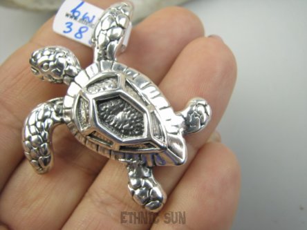 bwe3889 Morskie skarby cudny ŻÓŁW Z GALAPAGOS !!!!  Przepiękny Wisior ze srebra ŻÓŁW - symbol mądrości i długowieczności SREBRO DMUCHANE  925 #