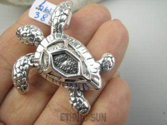 bwe3889 Morskie skarby cudny ŻÓŁW Z GALAPAGOS !!!!  Przepiękny Wisior ze srebra ŻÓŁW - symbol mądrości i długowieczności SREBRO DMUCHANE  925 #