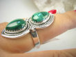 bpe8946 Biżuteria Egzotyczna !!! Cudowny Długi 3.9 cm Pierścionek Pierścień MALACHIT - pobudza kreatywność r.14/ r.15 Srebro 925 # - 4