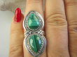 bpe8946 Biżuteria Egzotyczna !!! Cudowny Długi 3.9 cm Pierścionek Pierścień MALACHIT - pobudza kreatywność r.14/ r.15 Srebro 925 # - 6