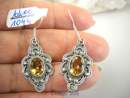 bkee1044 BOSSKO PIĘKNE EGZOTYCZNE !!!!  Lekkie Piękne Kolczyki z Cytrynami CYTRYN - kamień antycukrzycowy Srebro 925