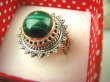 bpe6549 Biżuteria Egzotyczna !!! PIĘKNY PIERŚCIEŃ ZIELONY MALACHIT - pobudza kreatywność r.16 Srebro 925 # - 3