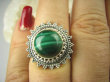 bpe6549 Biżuteria Egzotyczna !!! PIĘKNY PIERŚCIEŃ ZIELONY MALACHIT - pobudza kreatywność r.16 Srebro 925 # - 2