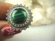 bpe6549 Biżuteria Egzotyczna !!! PIĘKNY PIERŚCIEŃ ZIELONY MALACHIT - pobudza kreatywność r.16 Srebro 925 # - 8