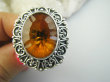 bpee4599 OBŁĘDNY UNIKAT CACKO 1 jedyny Duży Masywny Pierścień Pierścionek z pomarańczowym Mystic Topaz w szerokiej zdobionej oprawie  r.22 SREBRO 925 # - 11