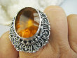 bpee4599 OBŁĘDNY UNIKAT CACKO 1 jedyny Duży Masywny Pierścień Pierścionek z pomarańczowym Mystic Topaz w szerokiej zdobionej oprawie  r.22 SREBRO 925 # - 5