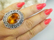 bpee4599 OBŁĘDNY UNIKAT CACKO 1 jedyny Duży Masywny Pierścień Pierścionek z pomarańczowym Mystic Topaz w szerokiej zdobionej oprawie  r.22 SREBRO 925 # - 7