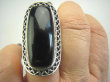 bpe4397 Biżuteria Orientalna !!! Długi 3.9 cm Pierścień z onyksem czarny ONYKS regeneruje SERCE, EGZEMY, PAMIĘĆ r.18 Srebro 925 # - 9
