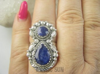 bpee4465 Ufff Piękny CUDOWNY Długi 3.4 cm !! Pierścień Pierścionek Szafir Indyjski w orientalnej oprawie Szafiry r.18 Srebro 925 #