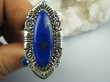 bpe9672 HRABIA BAŚNIOWY KLEJNOT - Piękny Długi 4.7 cm 18g Pierścień Pierścionek Lapis Lazuli straznik prawdy i mądrości r.18 Srebro 925 # - 10