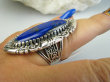 bpe9672 HRABIA BAŚNIOWY KLEJNOT - Piękny Długi 4.7 cm 18g Pierścień Pierścionek Lapis Lazuli straznik prawdy i mądrości r.18 Srebro 925 # - 6
