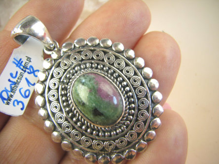 bwe3618 Dwa wisiory w 1 Niezwykły DWUSTRONNY WISIOR 19 g !!! Naturalny Zoisyt z Rubinem i Ametyst Cudo z każdej strony Srebro 925 #