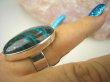 bpe8492 Cudowny Klasyczny Pierścień Pierścionek Niewiarygodnie piękny AZURYT Z CHRYZOKOLĄ RZADKOŚĆ r.17 Srebro 925 # - 4
