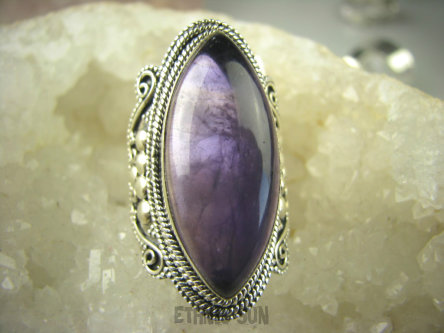 bpe6928 BIŻUTERIA ORIENTALNA !!! Piękny Pierścień Fioletowy Ametyst - kamień mądrości r.21 Srebro 925 #