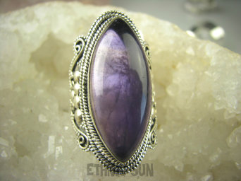 bpe6928 BIŻUTERIA ORIENTALNA !!! Piękny Pierścień Fioletowy Ametyst - kamień mądrości r.21 Srebro 925 #