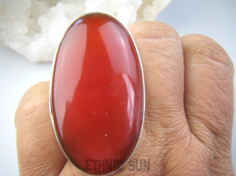 bpe9304 DUŻY 25g ! Cudowny Klasyczny Pierścień Pierścionek czerwony ONYKS regeneruje SERCE, EGZEMY,PAMIĘĆ r.21 Srebro 925 #
