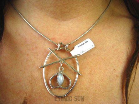 bwe1132 DUŻY 4,8cm AŻUROWY FINEZYJNY Wisior biały Kamień Księżycowy Serce Serduszko SREBRO 925