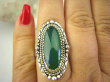 bpe7972 PIĘKNY OKAZ !!!  Egzotyczny Pierścień Zielony ONYKS regeneruje SERCE, EGZEMY, PAMIĘĆ r.18 Srebro 925 # - 2