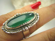 bpe7972 PIĘKNY OKAZ !!!  Egzotyczny Pierścień Zielony ONYKS regeneruje SERCE, EGZEMY, PAMIĘĆ r.18 Srebro 925 # - 3