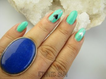 bpe9288 CUDO BOSKI Piękny Duży 20 g!!  Klasyczny Regulowany Pierścień Pierścionek królewski Lapis Lazuli - strażnik prawdy i mądrości r.17, r.18, r.19 Srebro 925 #