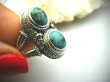 bpe2184 Cudny PIERŚCIEŃ Greckie wzory naturalny TURKUS - turkusy  r.16 Srebro 925 # - 3