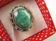 bpee3687 SZMARAGDOWY Egzotyczny OKAZ Pierścień zielony Szmaragd Indyjski Szmaragdy r.17/r.18 Srebro 925 # - 3