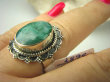 bpee3687 SZMARAGDOWY Egzotyczny OKAZ Pierścień zielony Szmaragd Indyjski Szmaragdy r.17/r.18 Srebro 925 # - 5