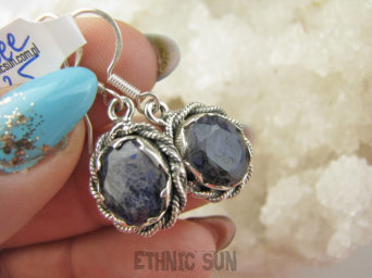 bkee1125 Delikatne Lekkie Kolczyki Szafir Indyjski - WIERNOŚĆ związkach , Stres, choroby oczu ciśnienie Szafiry Srebro 925