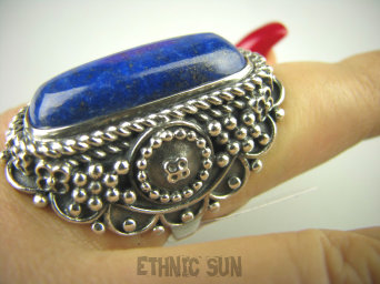 bpe6676 CUDO UNIKAT NASZ PROJEKT !!! Duży Masywny 29 G !!! PIERŚCIEŃ KRÓLEWSKI LAPIS LAZULI r.17 Srebro 925 #