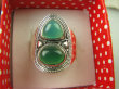 bpe6883 Biżuteria Orientalna - Delikatny OKAZ Pierścień Zielony Onyks - regeneruje SERCE, EGZEMY, PAMIĘĆ r.21/ r.22 Srebro 925 # - 3